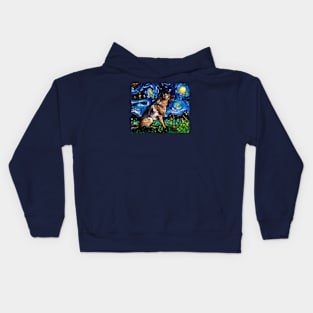 German shepherd night Kids Hoodie